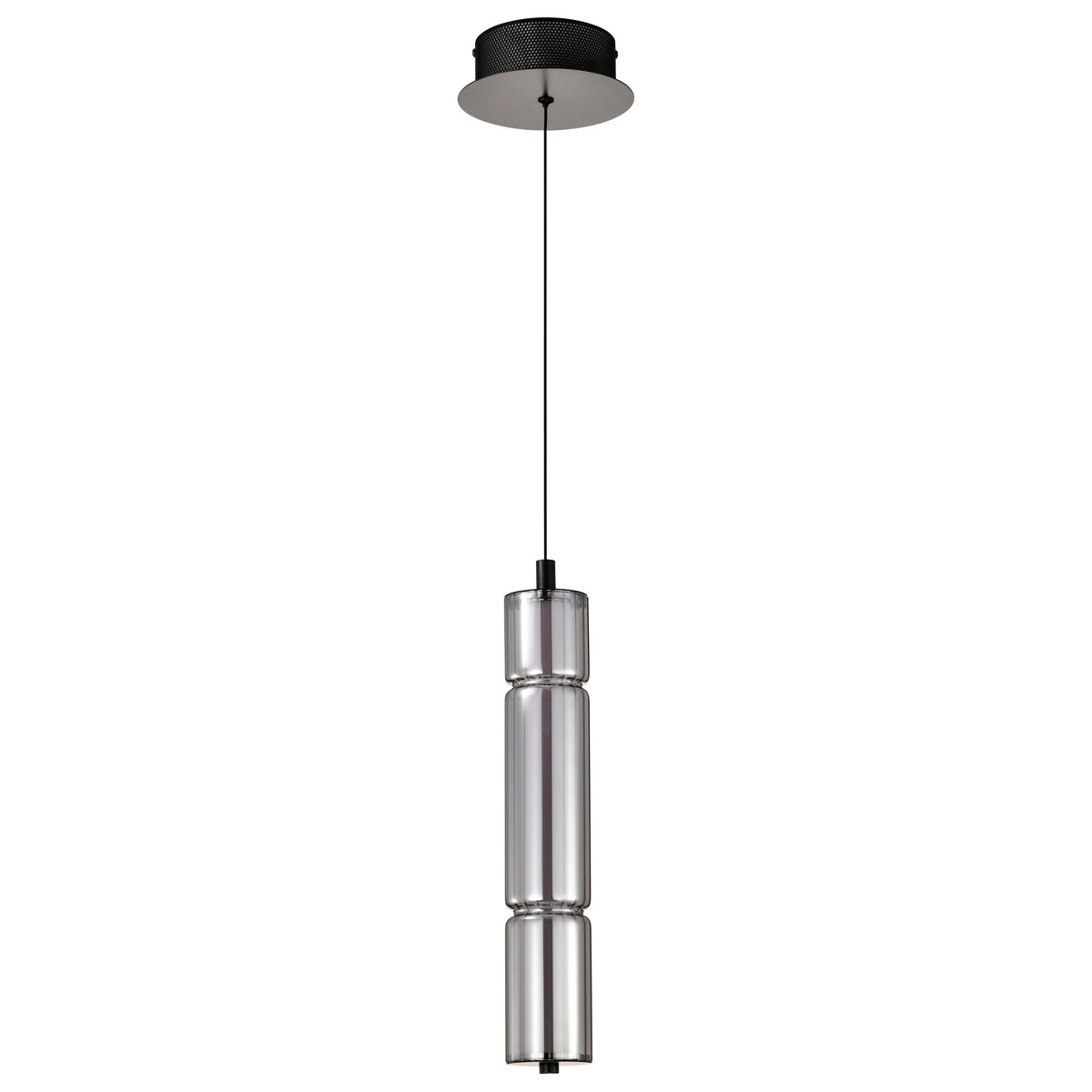 Evander - LED 16 Inch Mini Pendant - Matte Black Finish - Smoked Glass