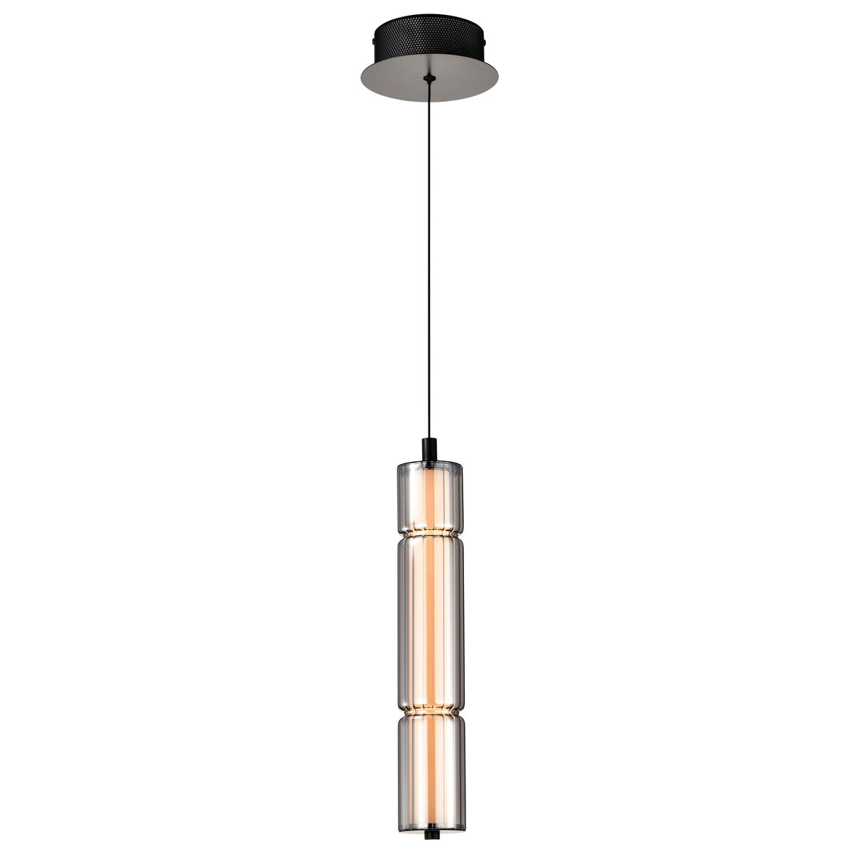 Evander - LED 16 Inch Mini Pendant - Matte Black Finish - Smoked Glass
