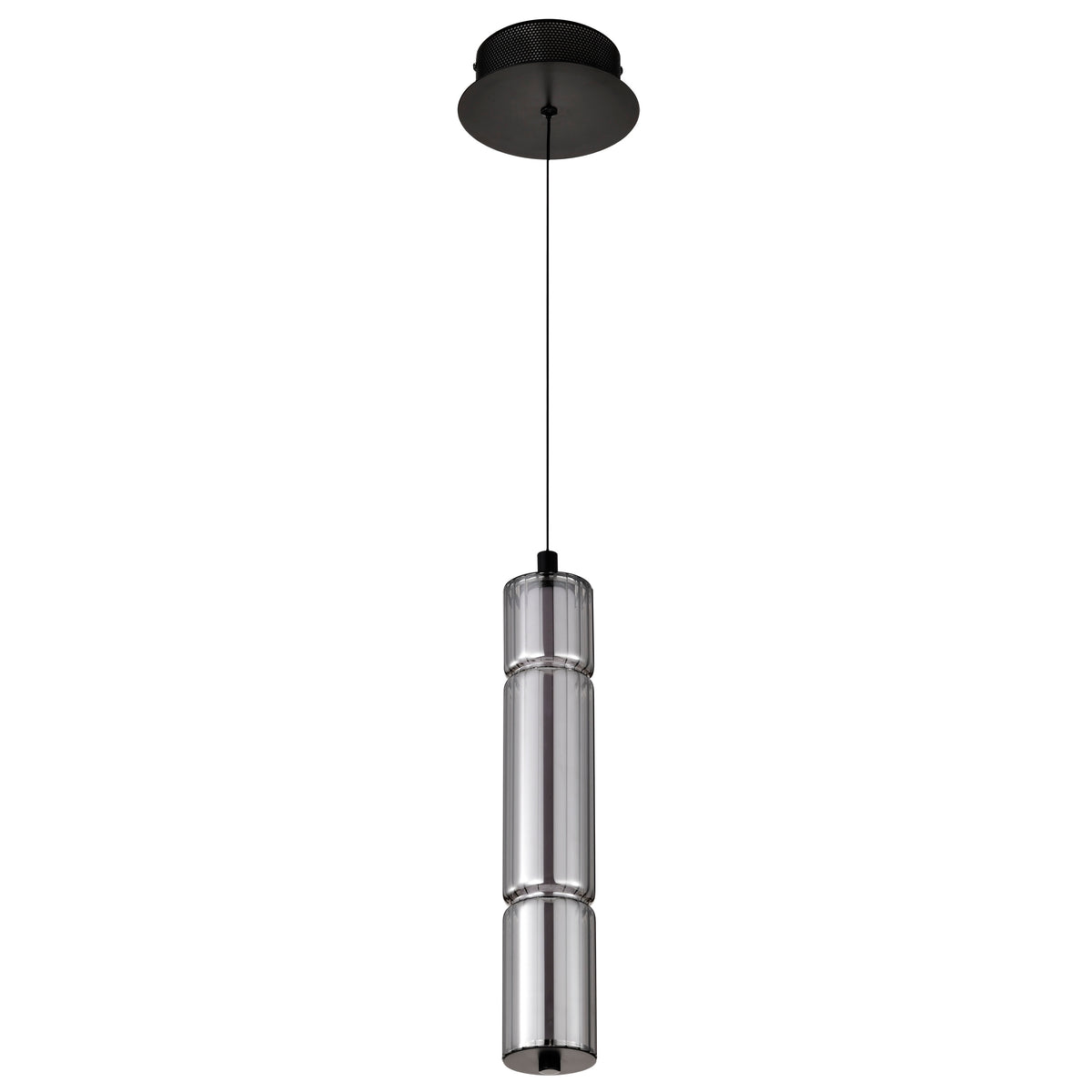 Evander - LED 16 Inch Mini Pendant - Matte Black Finish - Smoked Glass