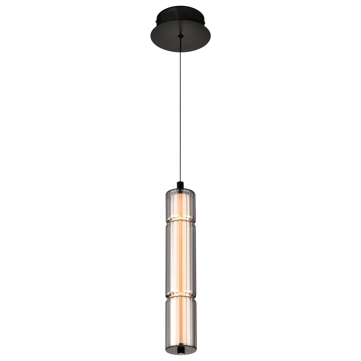 Evander - LED 16 Inch Mini Pendant - Matte Black Finish - Smoked Glass