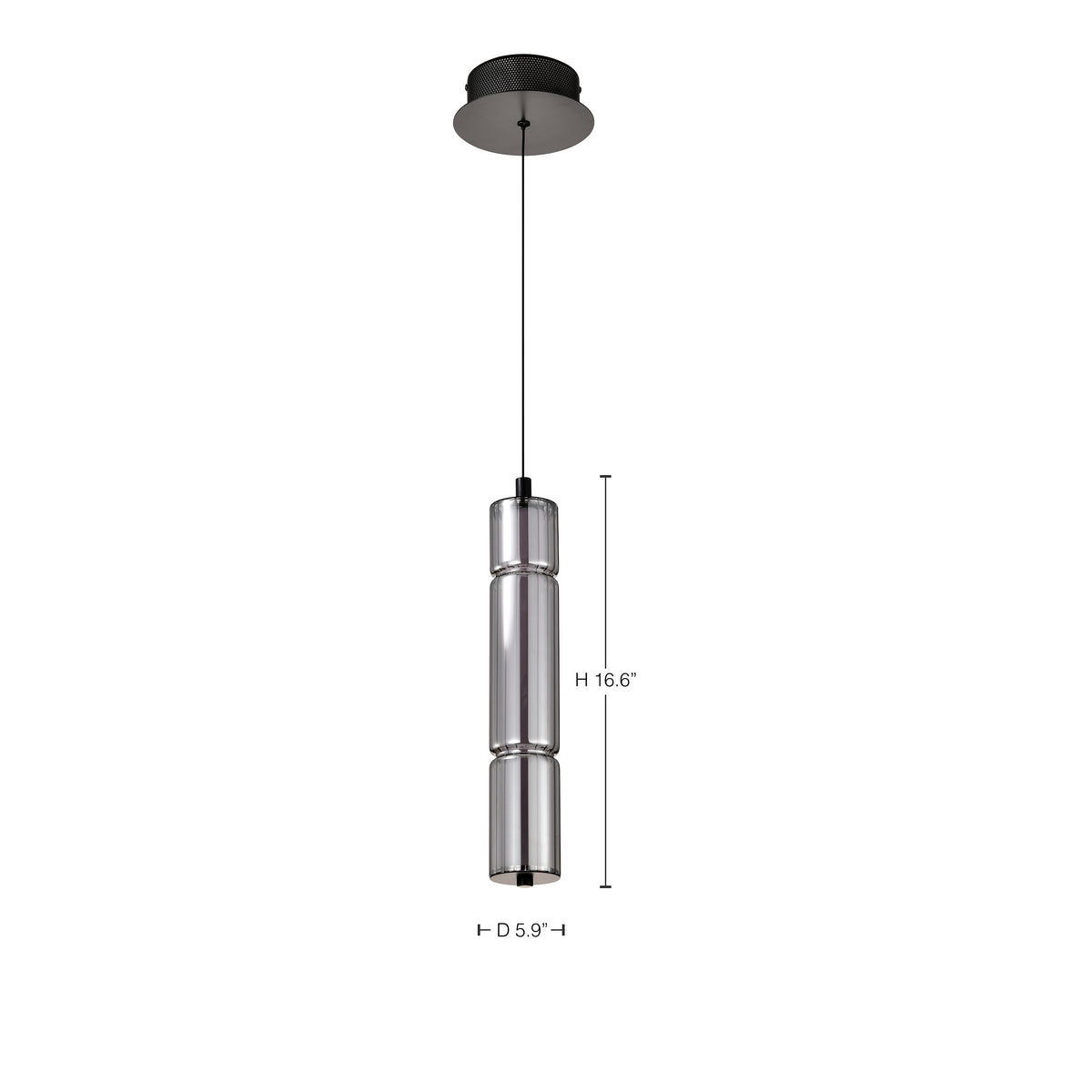 Evander - LED 16 Inch Mini Pendant - Matte Black Finish - Smoked Glass product image