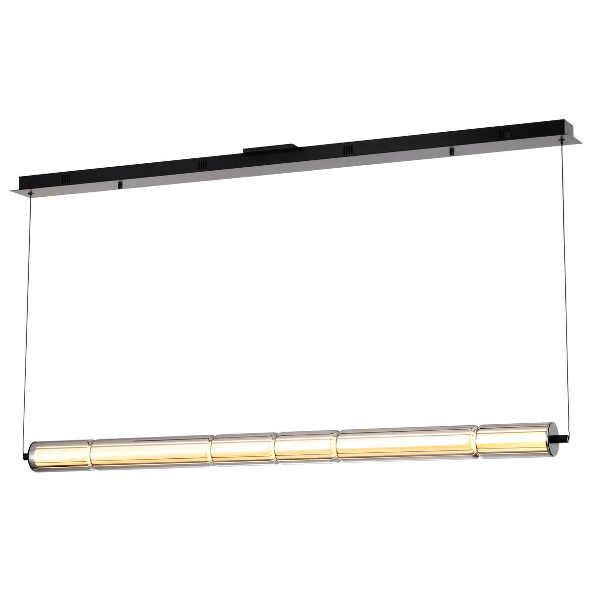 Evander - LED 48 Inch Island Pendant - Matte Black Finish - Smoked Glass