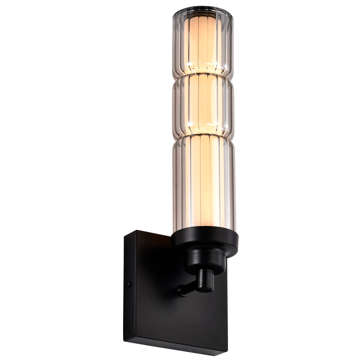 Evander - LED Wall Sconce - Matte Black Finish - Smoked Glass