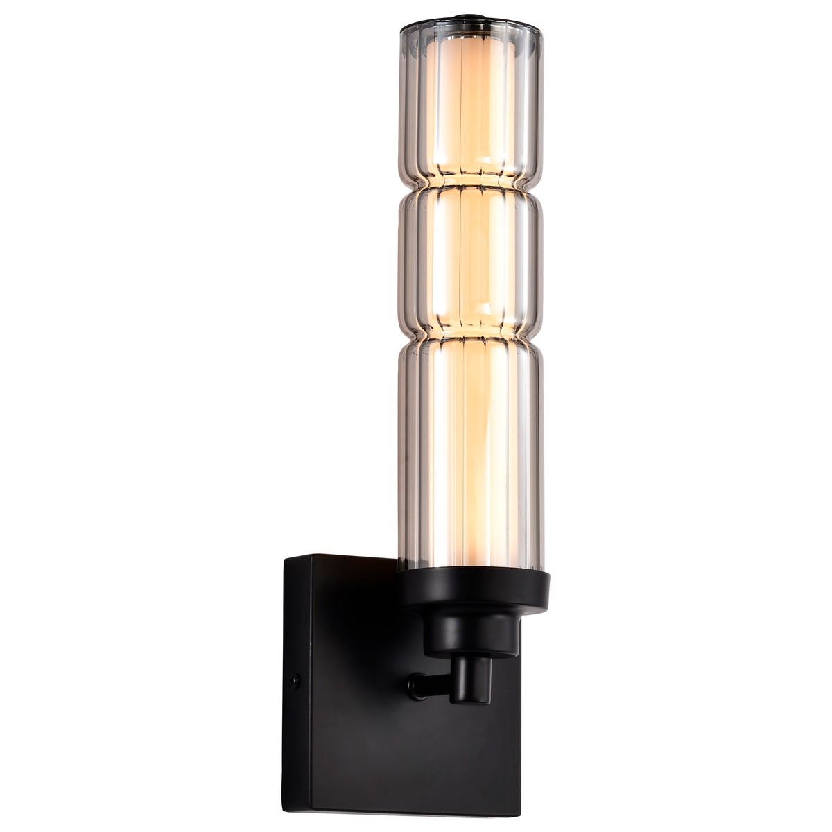 Evander - LED Wall Sconce - Matte Black Finish - Smoked Glass