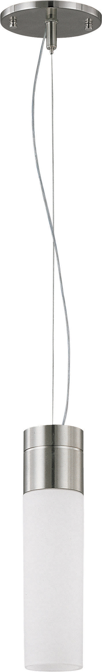 Link - 1 Light - LED Tube Pendant with White Glass - Brushed Nickel Finish bulb or fixture view