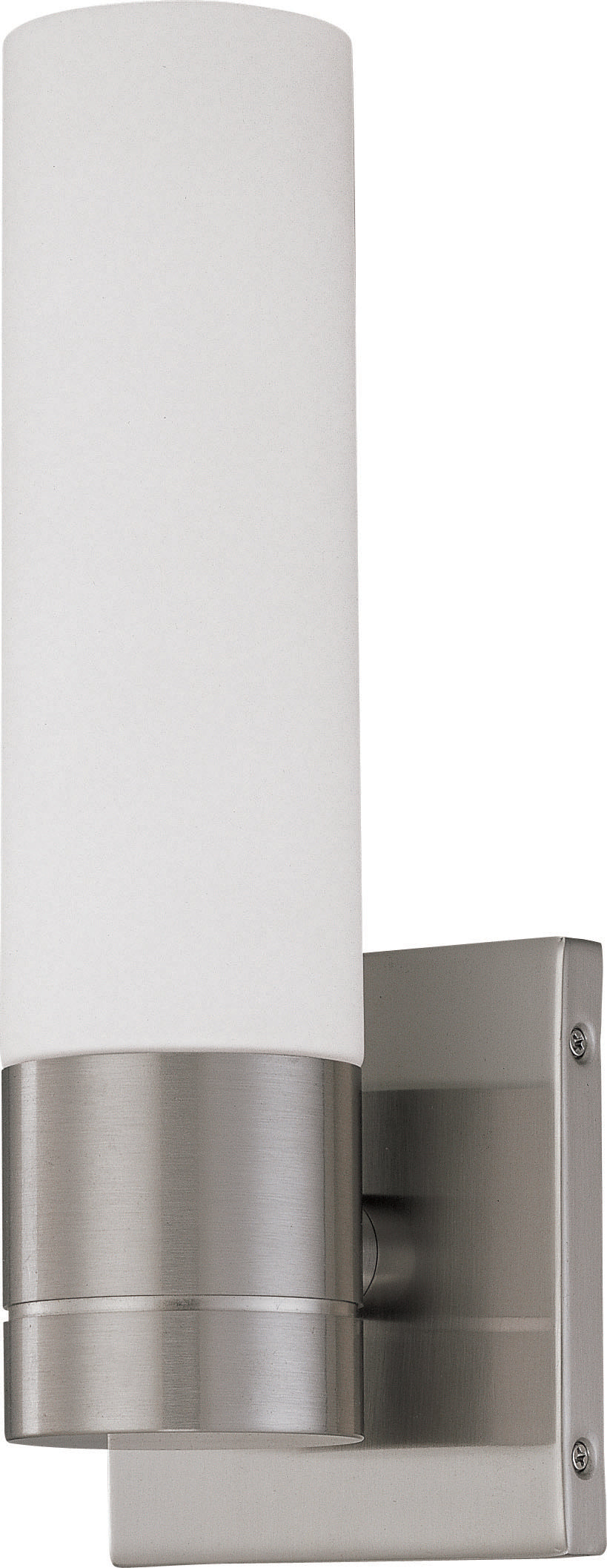 Link - 1 Light - LED Tube Wall Sconce with White Glass - Brushed Nickel Finish for bedrooms and hallways