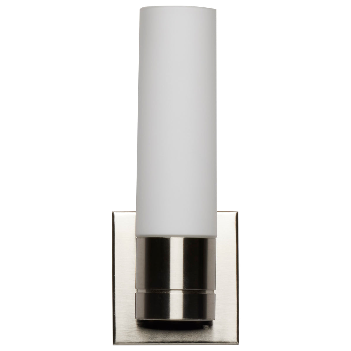 Link - 1 Light - LED Tube Wall Sconce with White Glass - Brushed Nickel Finish
