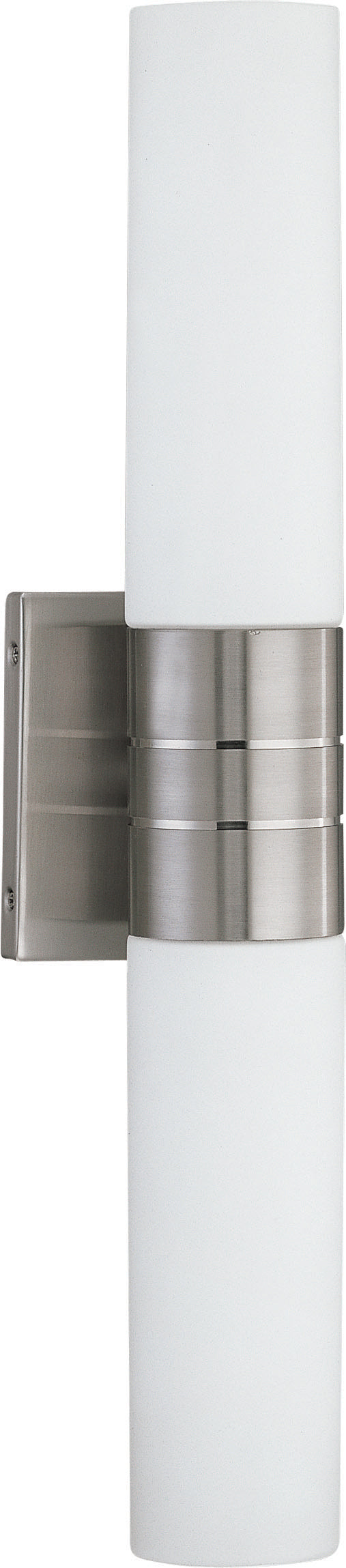 Link - 2 Light - (Vertical) LED Tube Wall Sconce with White Glass - Brushed Nickel Finish