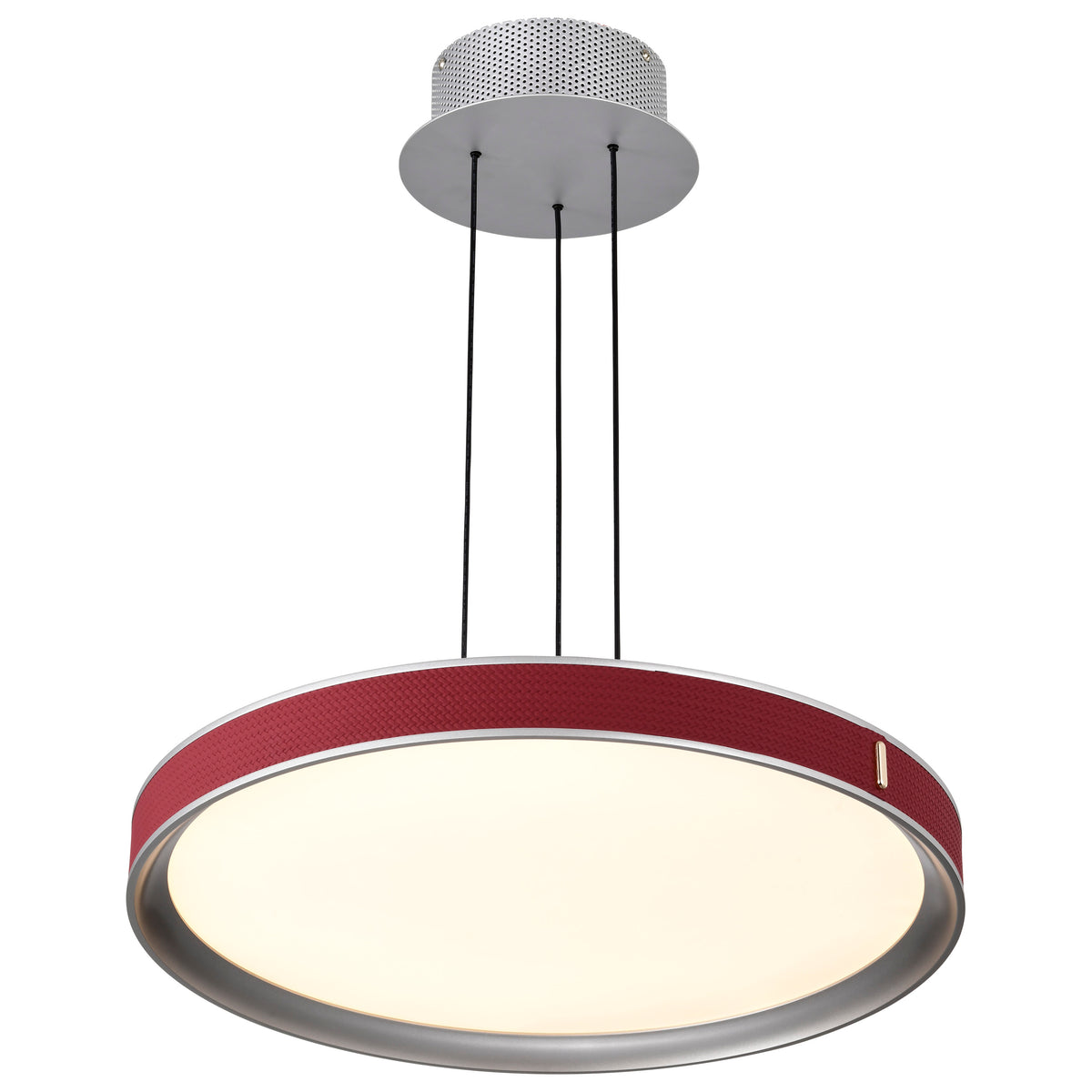 Bandon - 20 Inch LED Pendant - Gray with Red Wrap - Acrylic Lens - Gray Finish