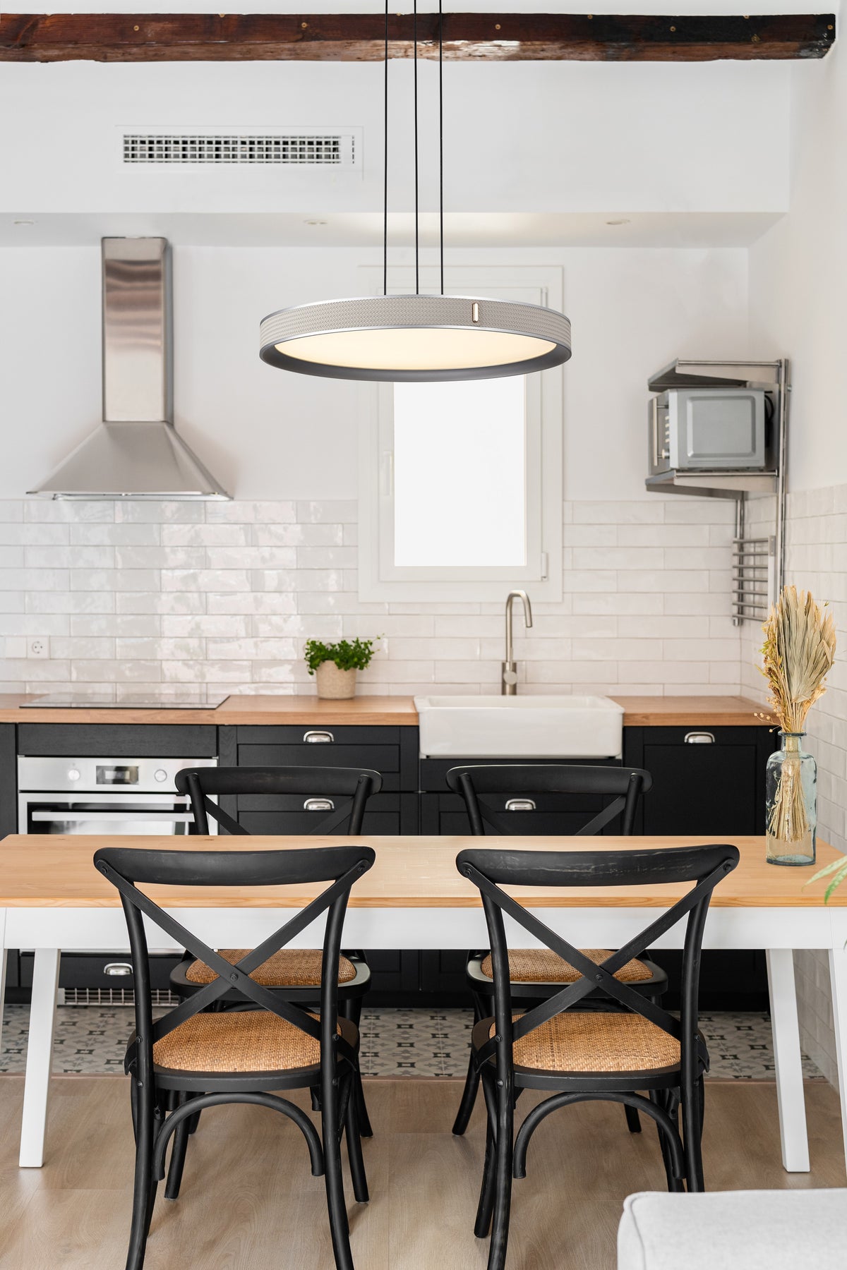 Bandon - 20 Inch LED Pendant - Gray with Off White Wrap - Acrylic Lens - Gray Finish
