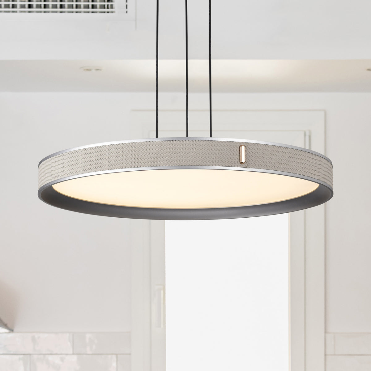 Bandon - 20 Inch LED Pendant - Gray with Off White Wrap - Acrylic Lens - Gray Finish