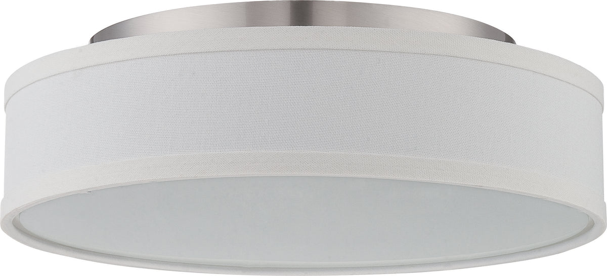 Heather - LED Flush Fixture with White Linen Shade - Brushed Nickel Finish bulb or fixture view