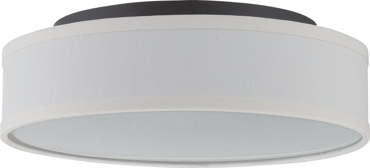 Heather - LED Flush Fixture with White Linen Shade - Aged Bronze Finish lighting product