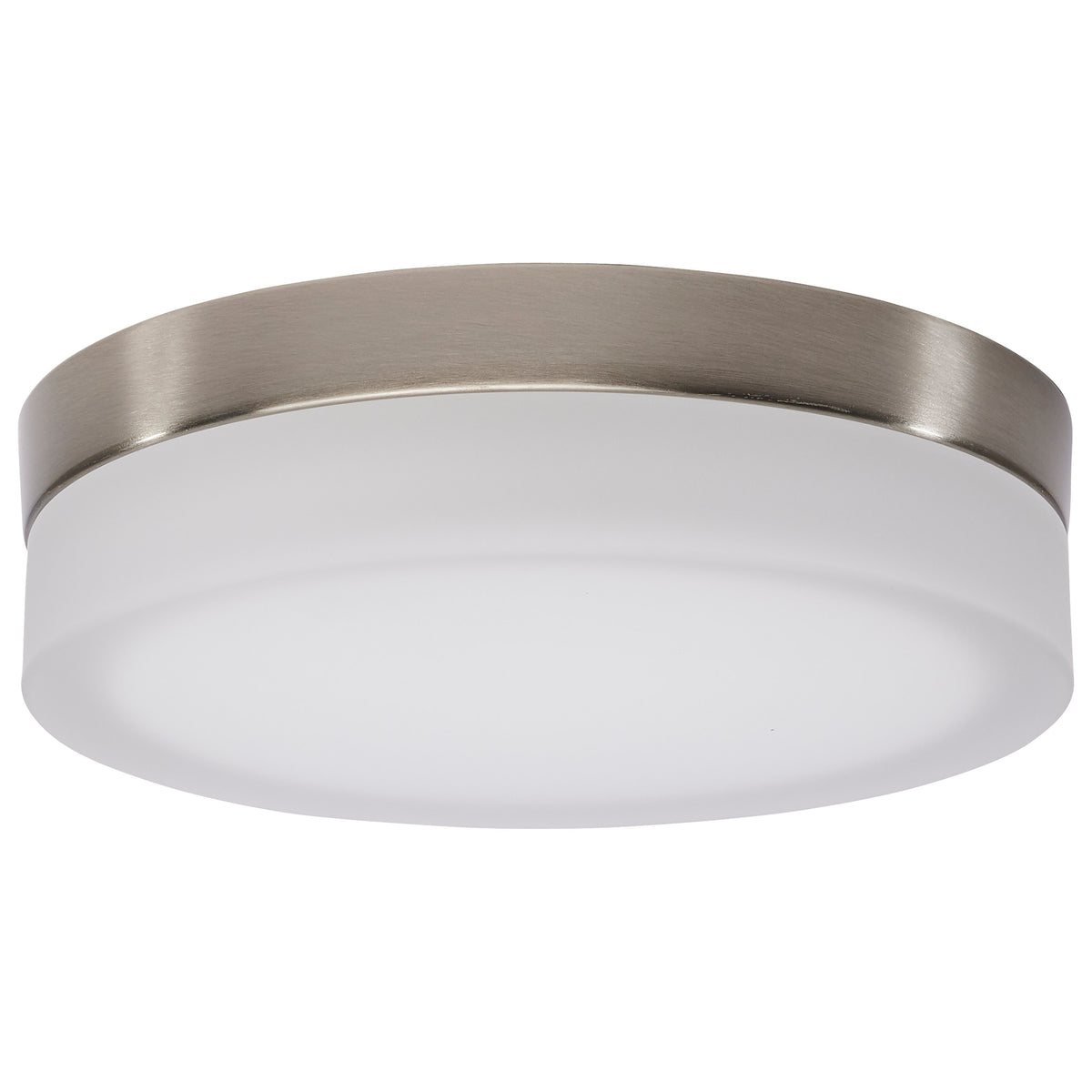 Pi - 9 Inch LED Flush Mount - Brushed Nickel Finish - Frosted Etched Glass - Selectable - 120 Volts for bedrooms and hallways