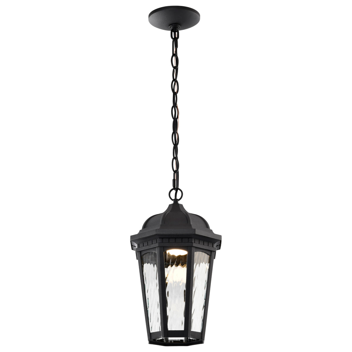 East River Collection - 1 Light Outdoor Hanging Fixture - LED - SMART - Starfish RGBTW - CCT Selectable - Matte Black - Clear Water Glass