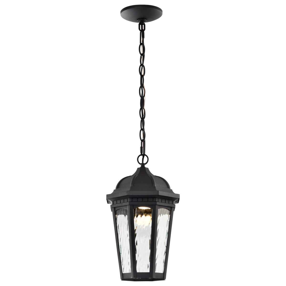 East River Collection - 1 Light Outdoor Hanging Fixture - LED - SMART - Starfish RGBTW - CCT Selectable - Matte Black - Clear Water Glass