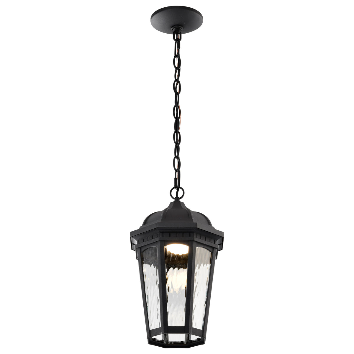 East River Collection - 1 Light Outdoor Hanging Fixture - LED - SMART - Starfish RGBTW - CCT Selectable - Matte Black - Clear Water Glass