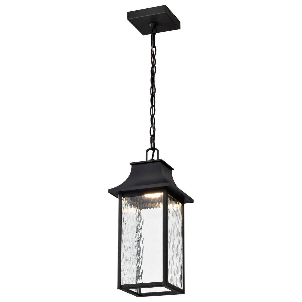 Austen Collection - 1 Light Outdoor Hanging Fixture - LED - SMART - Starfish RGBTW - CCT Selectable - Matte Black - Clear Water Glass