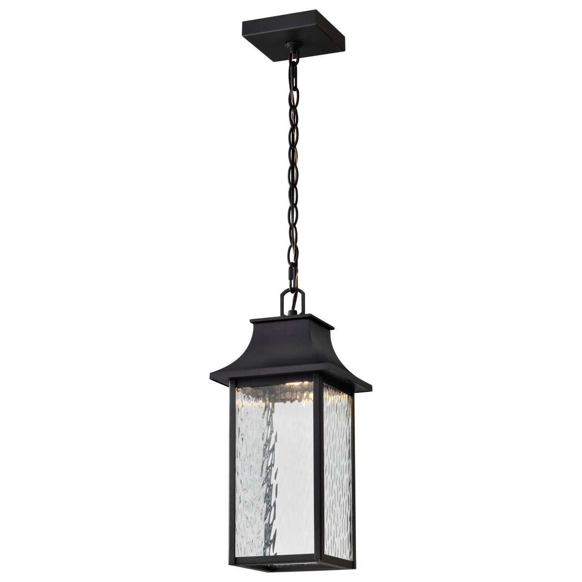 Austen Collection - 1 Light Outdoor Hanging Fixture - LED - SMART - Starfish RGBTW - CCT Selectable - Matte Black - Clear Water Glass