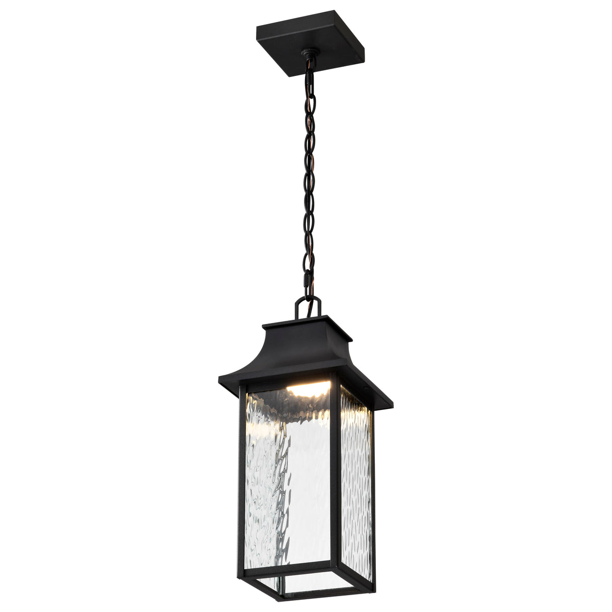 Austen Collection - 1 Light Outdoor Hanging Fixture - LED - SMART - Starfish RGBTW - CCT Selectable - Matte Black - Clear Water Glass