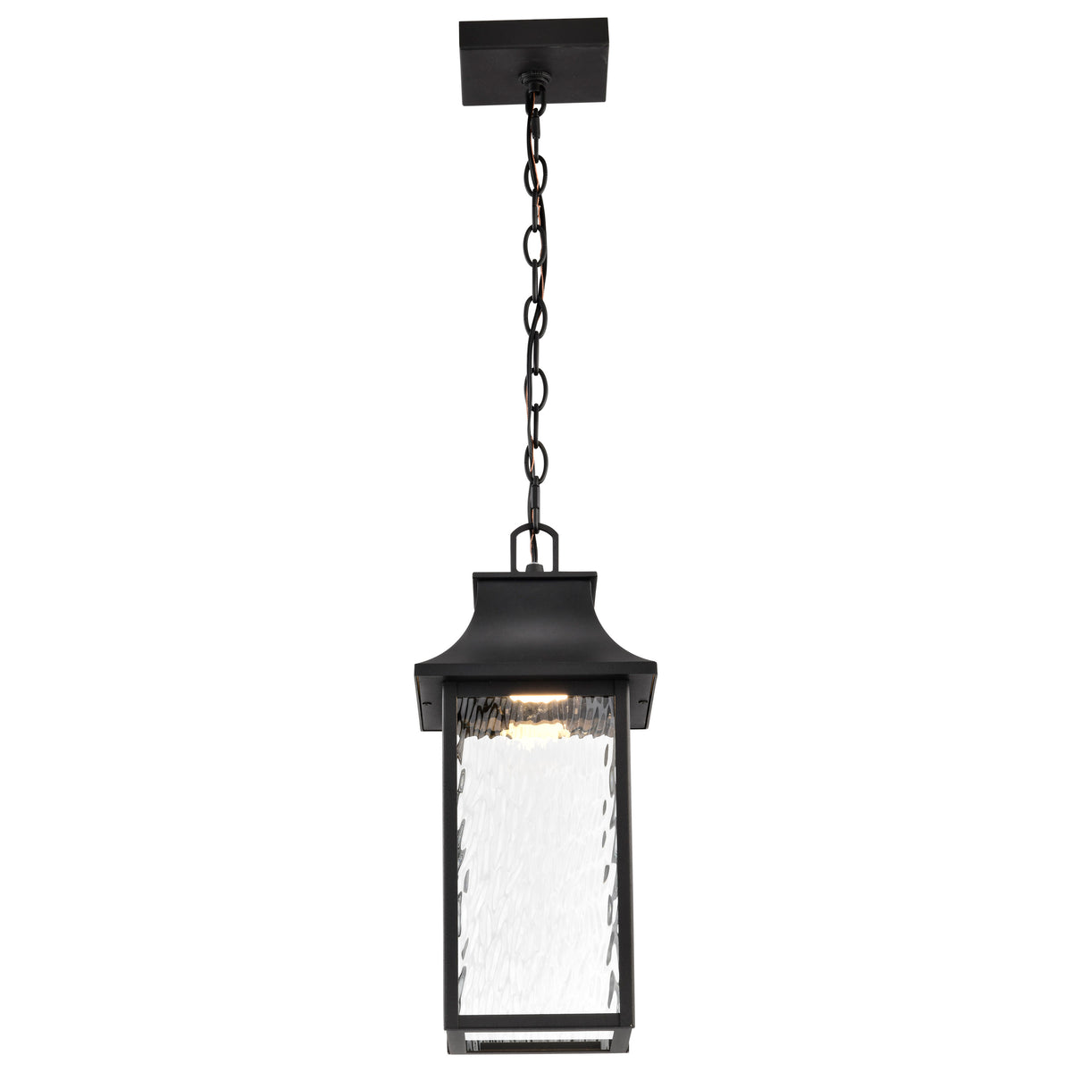 Austen Collection - 1 Light Outdoor Hanging Fixture - LED - SMART - Starfish RGBTW - CCT Selectable - Matte Black - Clear Water Glass