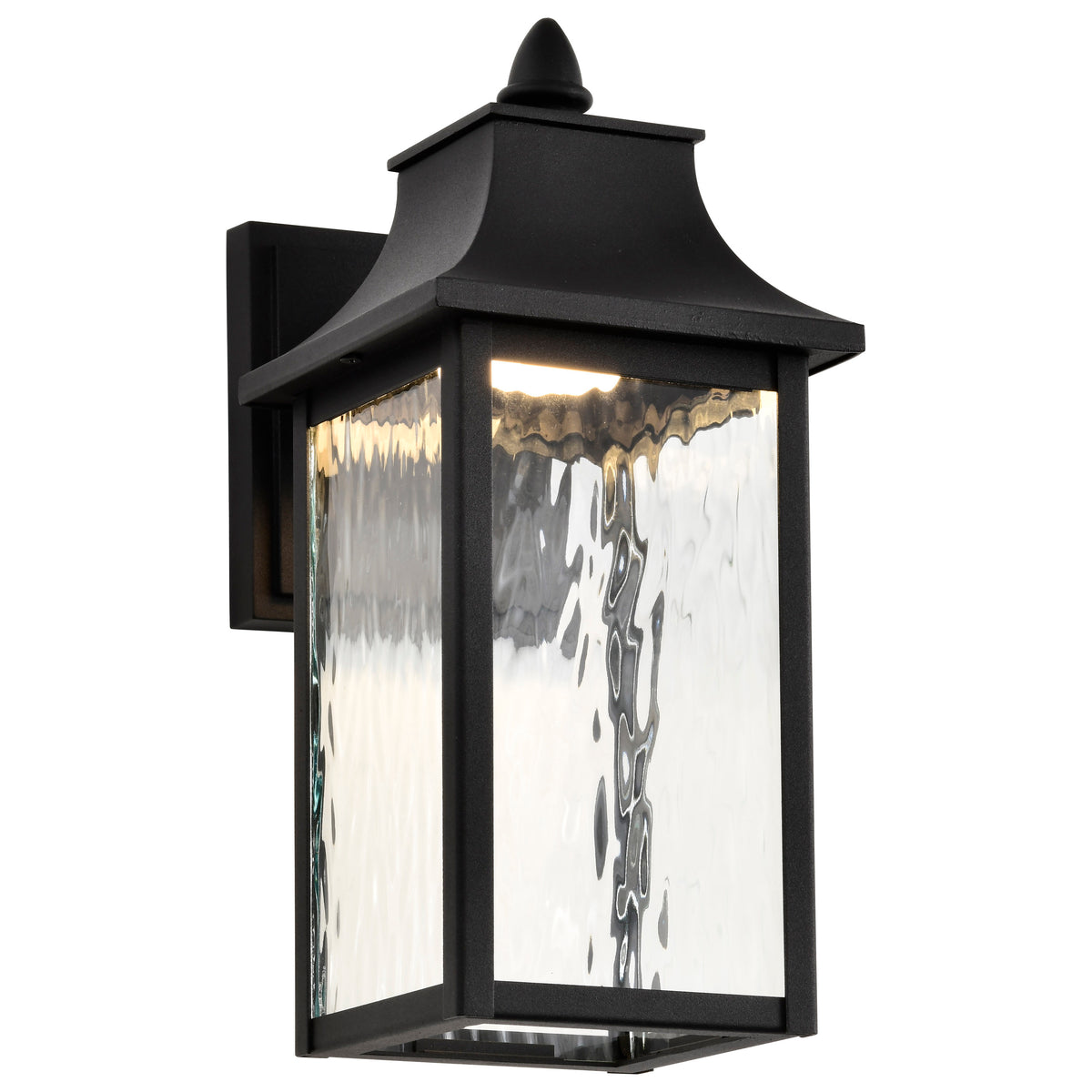 Austen Collection - 1 Light Outdoor Small Wall Fixture - LED - SMART - Starfish RGBTW - CCT Selectable - Matte Black - Clear Water Glass