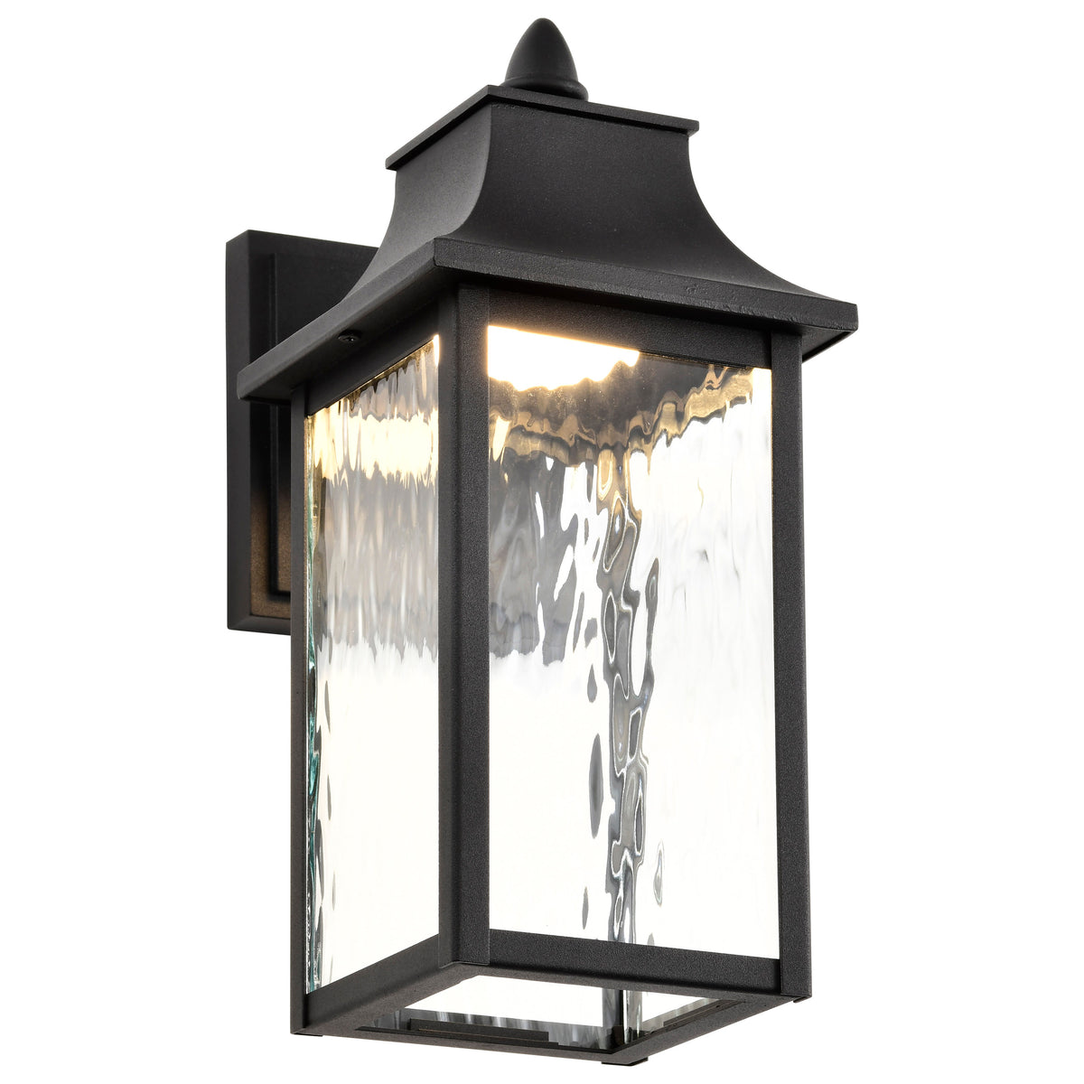 Austen Collection - 1 Light Outdoor Small Wall Fixture - LED - SMART - Starfish RGBTW - CCT Selectable - Matte Black - Clear Water Glass