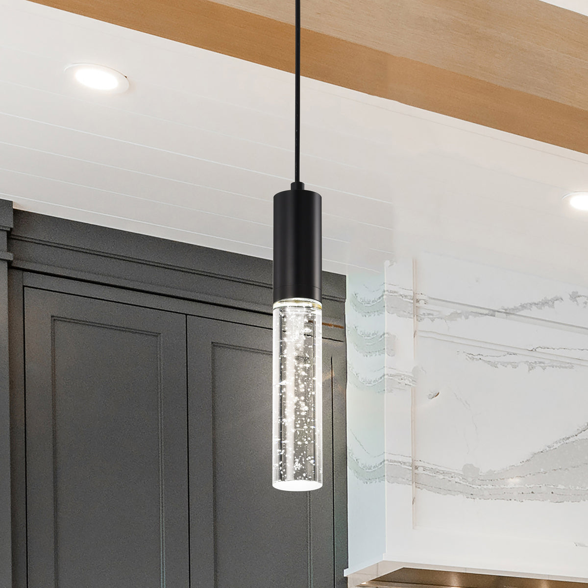 Lacey - 2 Inch LED Mini Pendant - RGB/TW - Starfish EnabLED - Matte Black with K9 Bubble Crystal