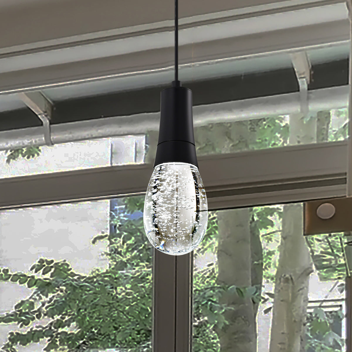 Lacey - 4 Inch LED Pendant - RGB/TW - Starfish EnabLED - Matte Black with K9 Bubble Crystal