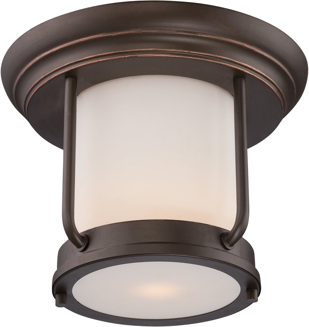 Bethany - LED Outdoor Flush Fixture with Satin White Glass - Forest Bronze Finish for commercial spaces and outdoor