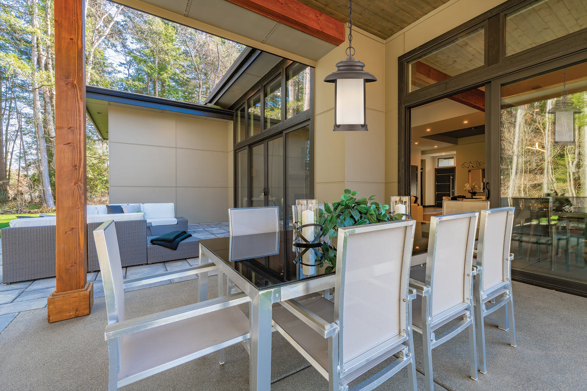 Bethany - LED Outdoor Hanging with Satin White Glass - Forest Bronze Finish