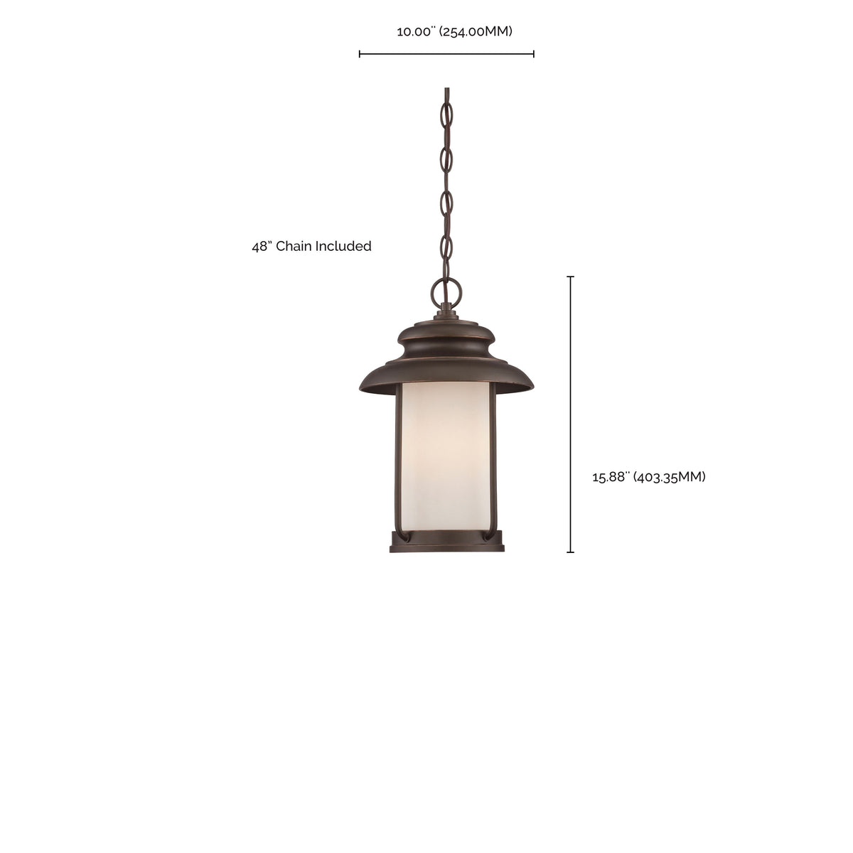 Bethany - LED Outdoor Hanging with Satin White Glass - Forest Bronze Finish