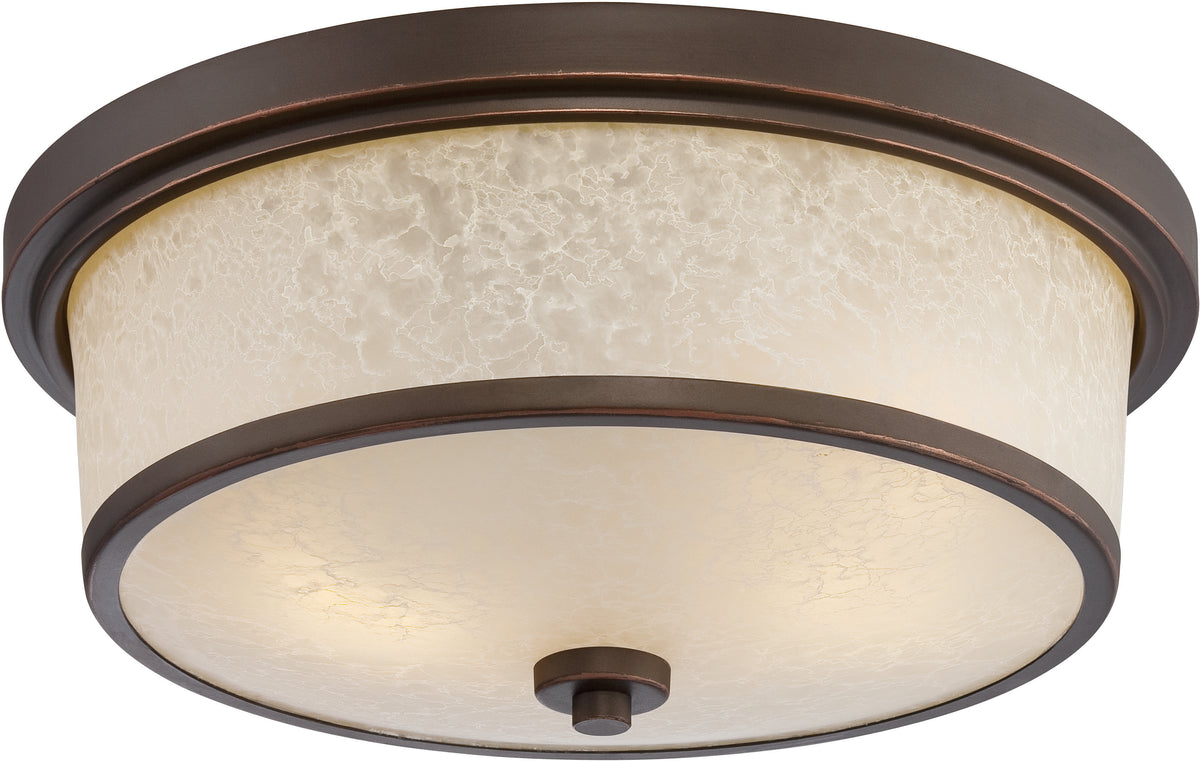 Diego - LED Outdoor Flush Fixture with Satin Amber Glass - Mahogany Bronze Finish