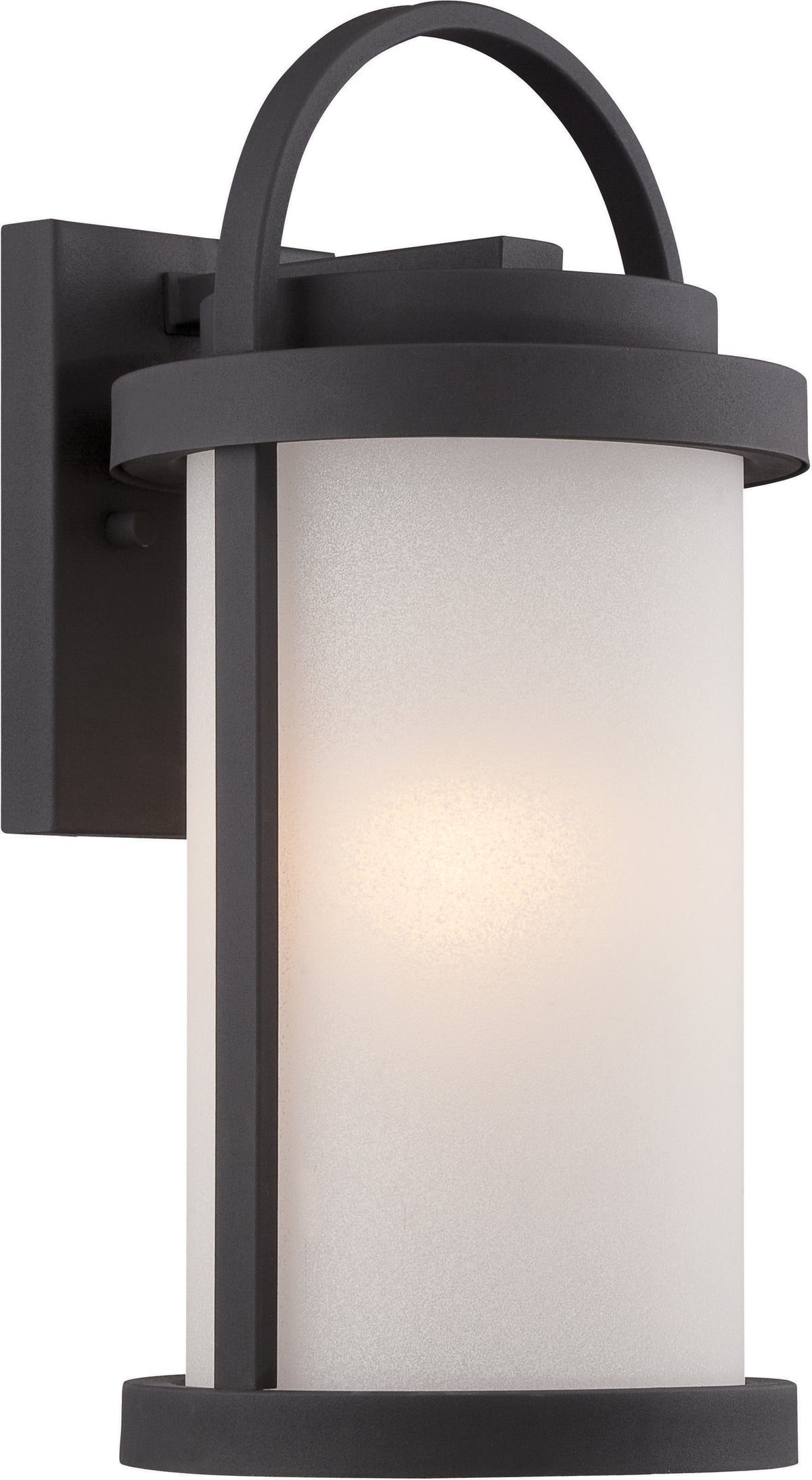 Willis - LED Outdoor Small Wall with Antique White Glass - Textured Black Finish