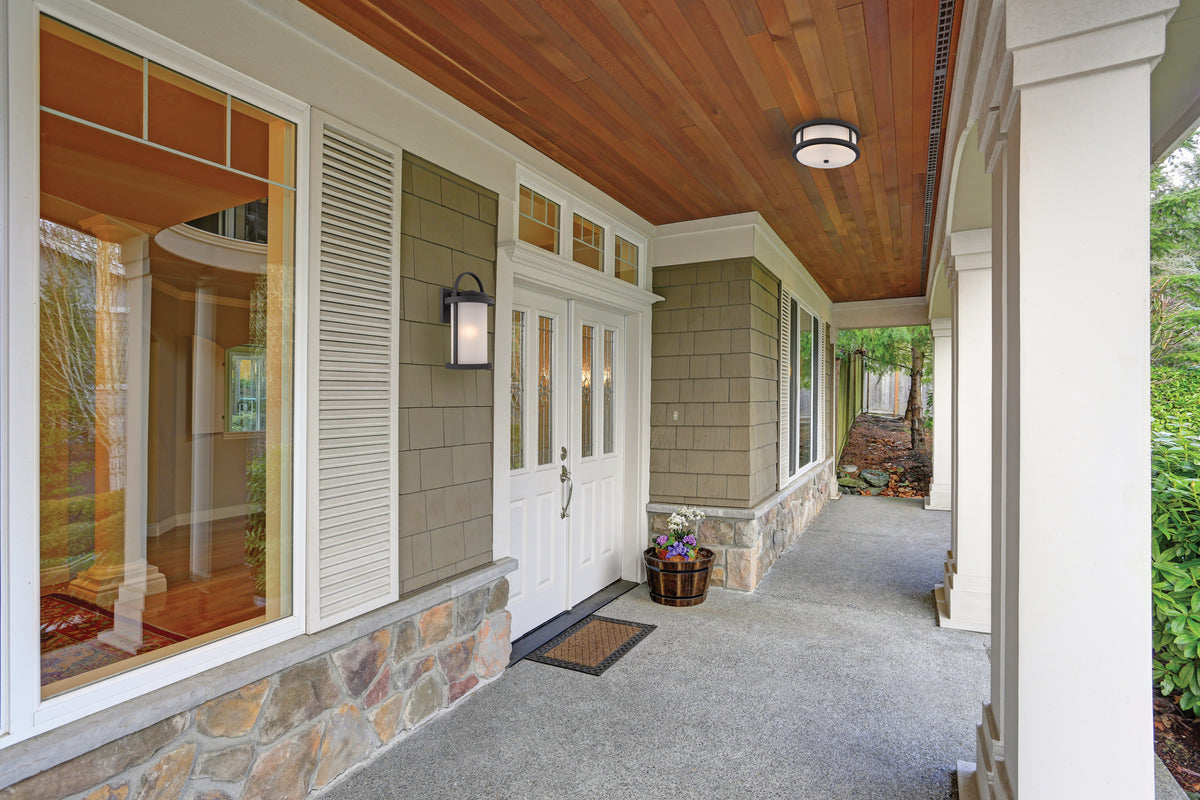 Willis - LED Outdoor Large Wall with Antique White Glass - Textured Black Finish