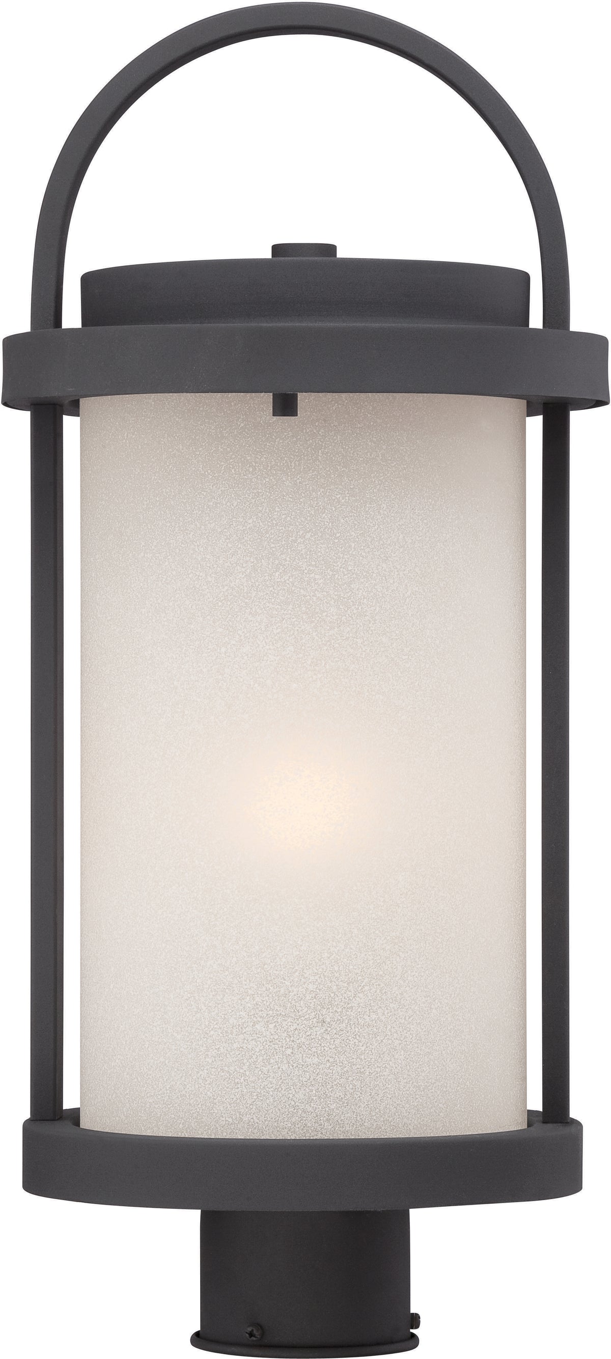 Willis - LED Outdoor Post with Antique White Glass - Textured Black Finish product image