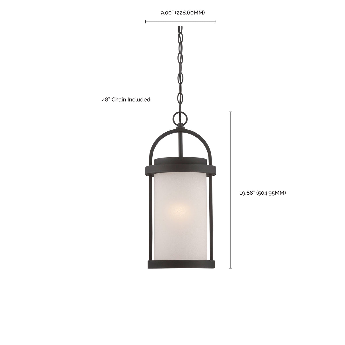 Willis - LED Outdoor Hanging with Antique White Glass - Textured Black Finish