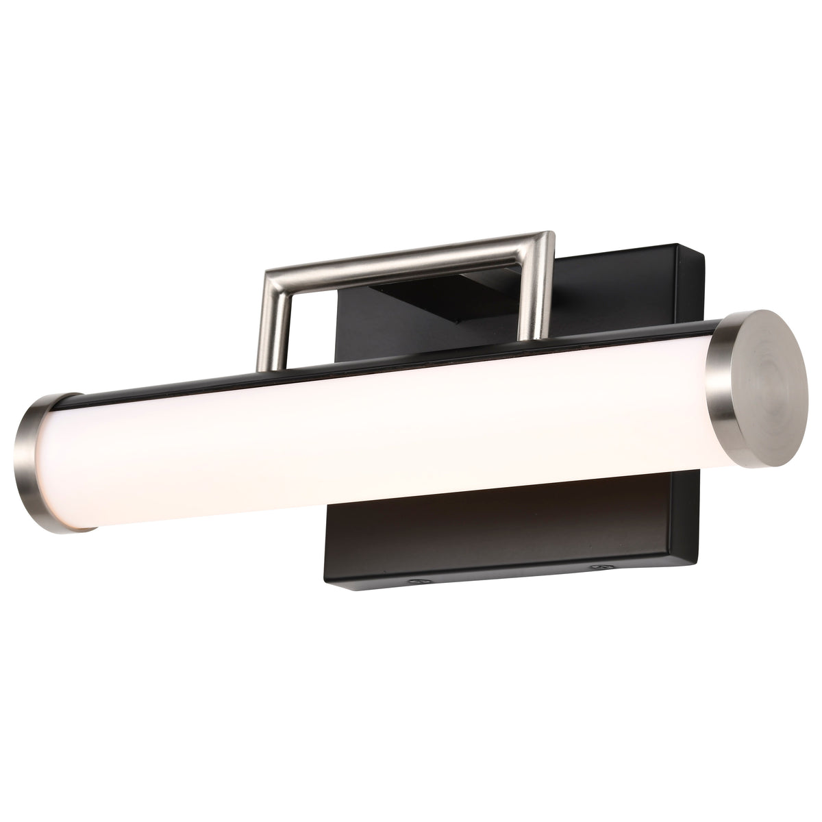 Solano LED Small Vanity - Black and Brushed Nickel Finish - White Acrylic Lens