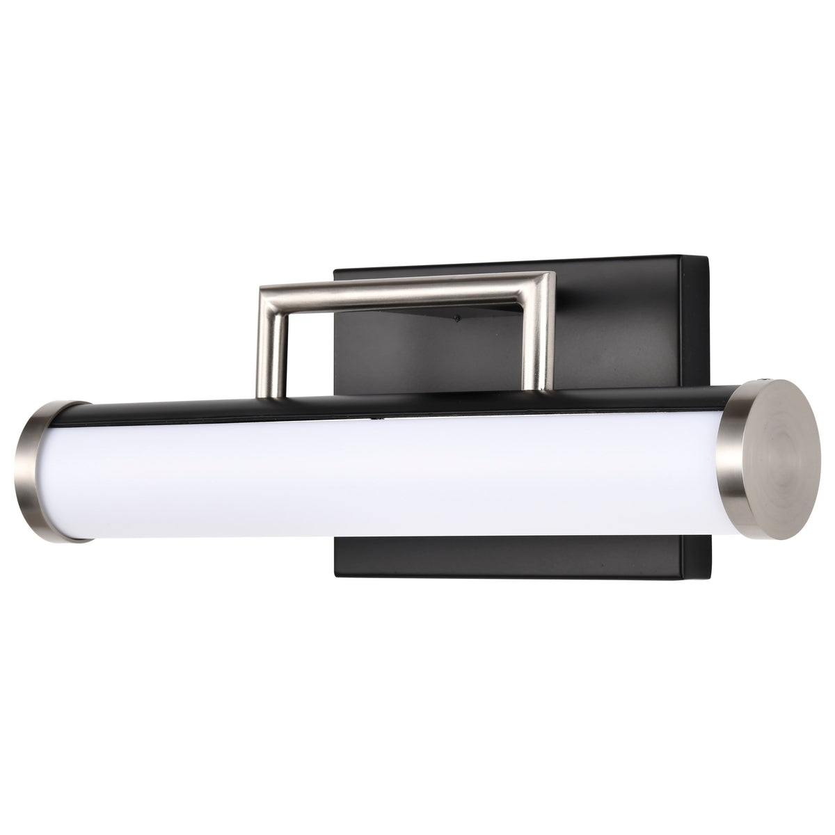 Solano LED Small Vanity - Black and Brushed Nickel Finish - White Acrylic Lens