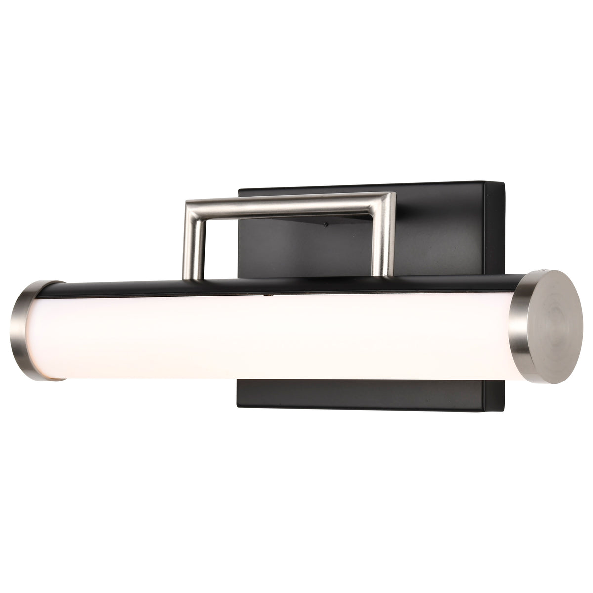 Solano LED Small Vanity - Black and Brushed Nickel Finish - White Acrylic Lens