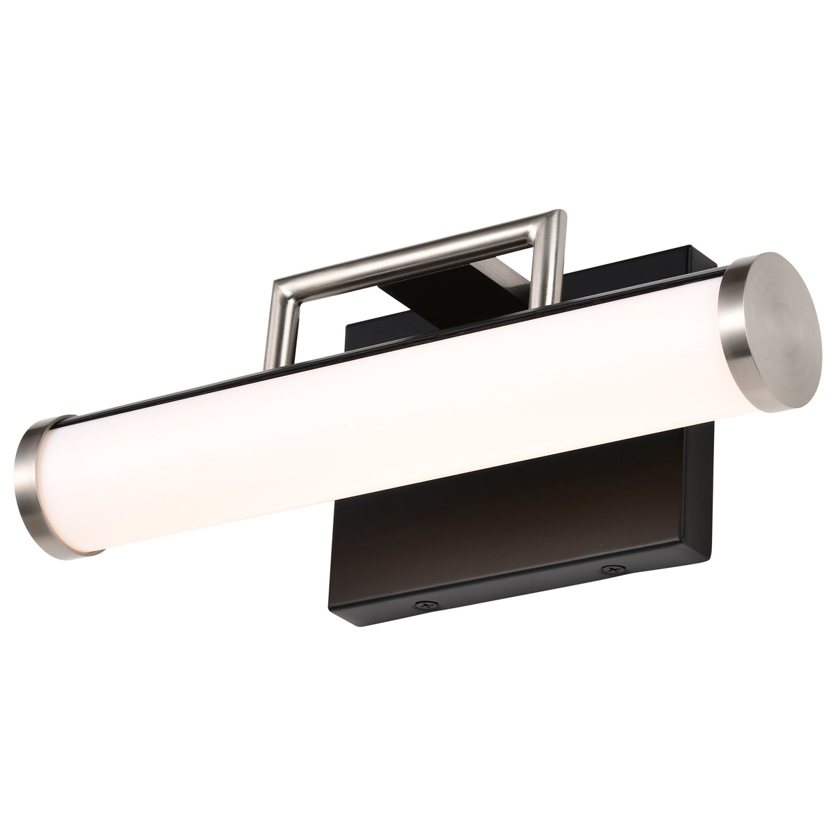 Solano LED Small Vanity - Black and Brushed Nickel Finish - White Acrylic Lens