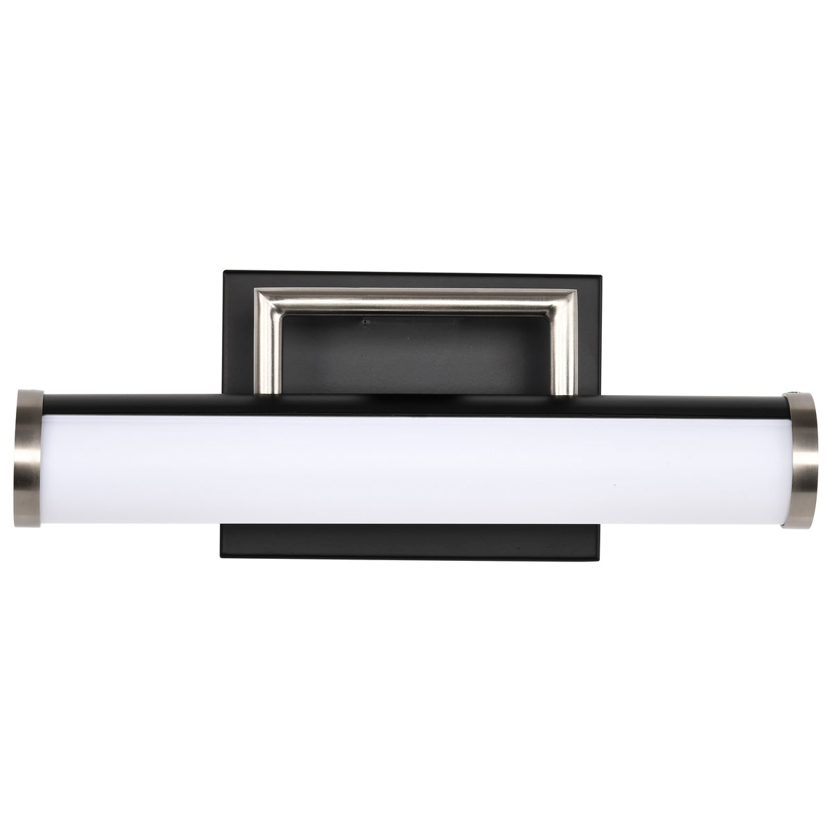 Solano LED Small Vanity - Black and Brushed Nickel Finish - White Acrylic Lens