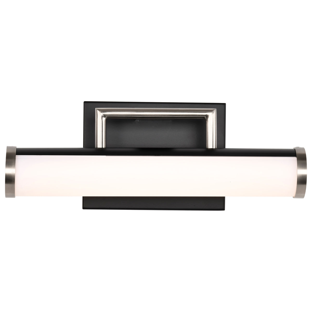 Solano LED Small Vanity - Black and Brushed Nickel Finish - White Acrylic Lens
