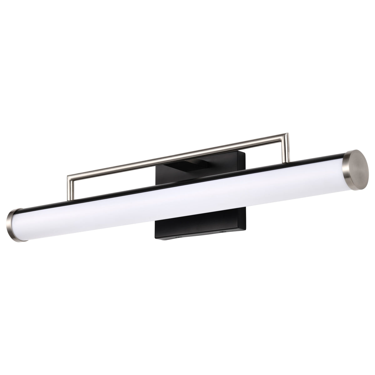 Solano LED Medium Vanity - Black and Brushed Nickel Finish - White Acrylic Lens for commercial spaces and hospitality spaces