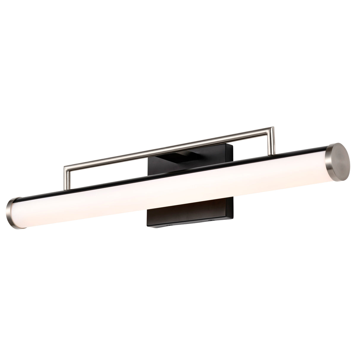Solano LED Medium Vanity - Black and Brushed Nickel Finish - White Acrylic Lens