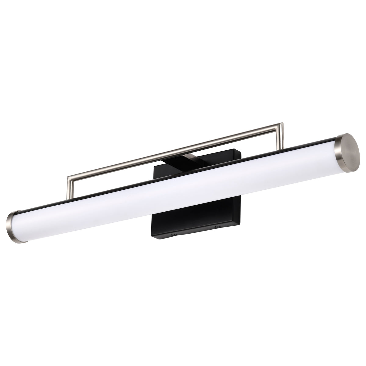 Solano LED Medium Vanity - Black and Brushed Nickel Finish - White Acrylic Lens