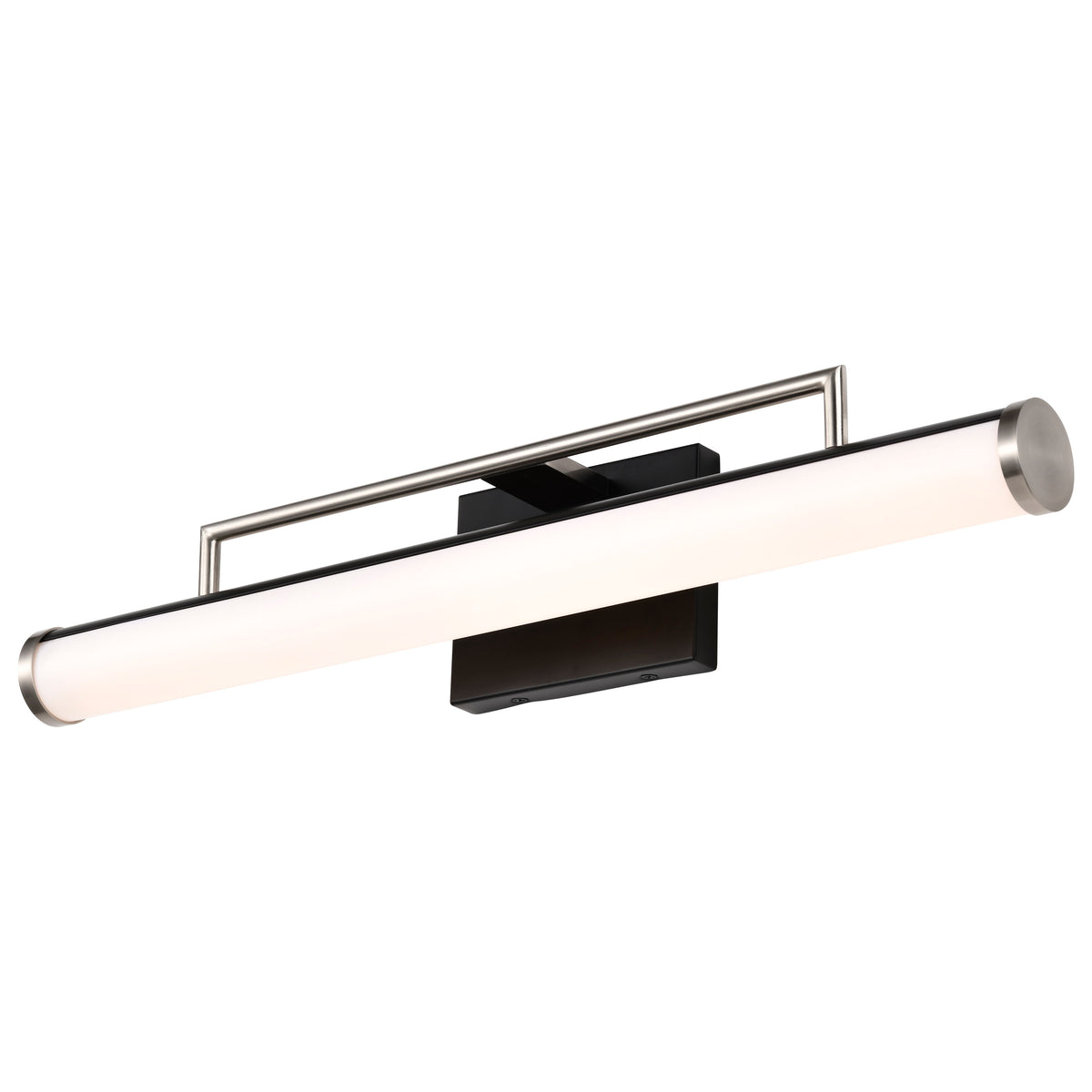 Solano LED Medium Vanity - Black and Brushed Nickel Finish - White Acrylic Lens