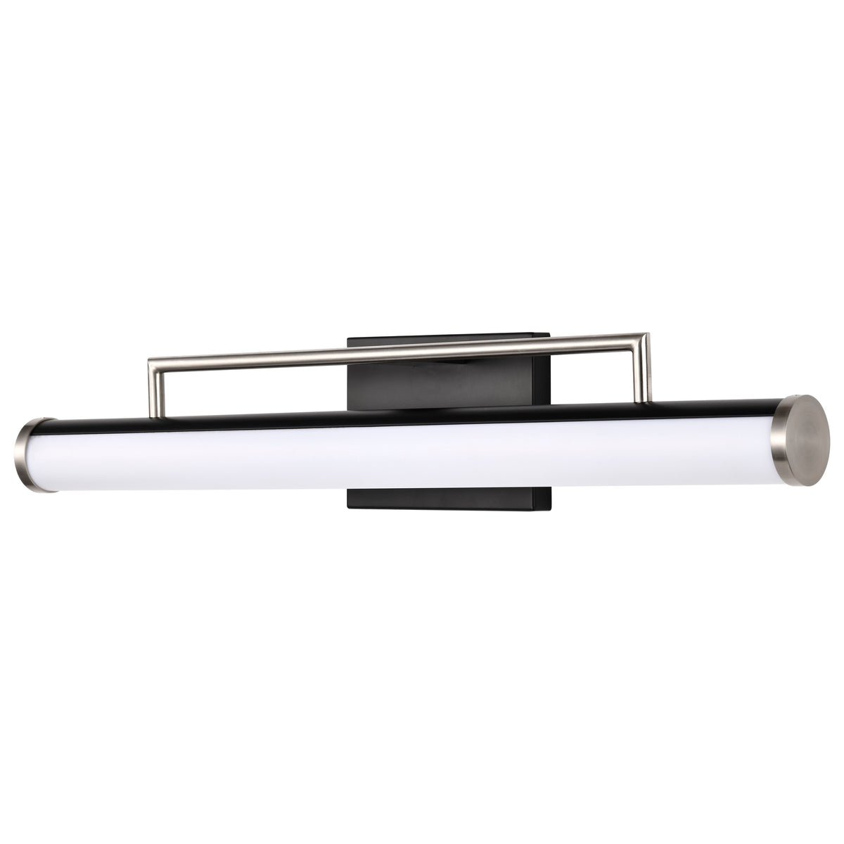 Solano LED Medium Vanity - Black and Brushed Nickel Finish - White Acrylic Lens