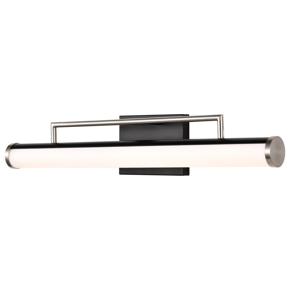 Solano LED Medium Vanity - Black and Brushed Nickel Finish - White Acrylic Lens