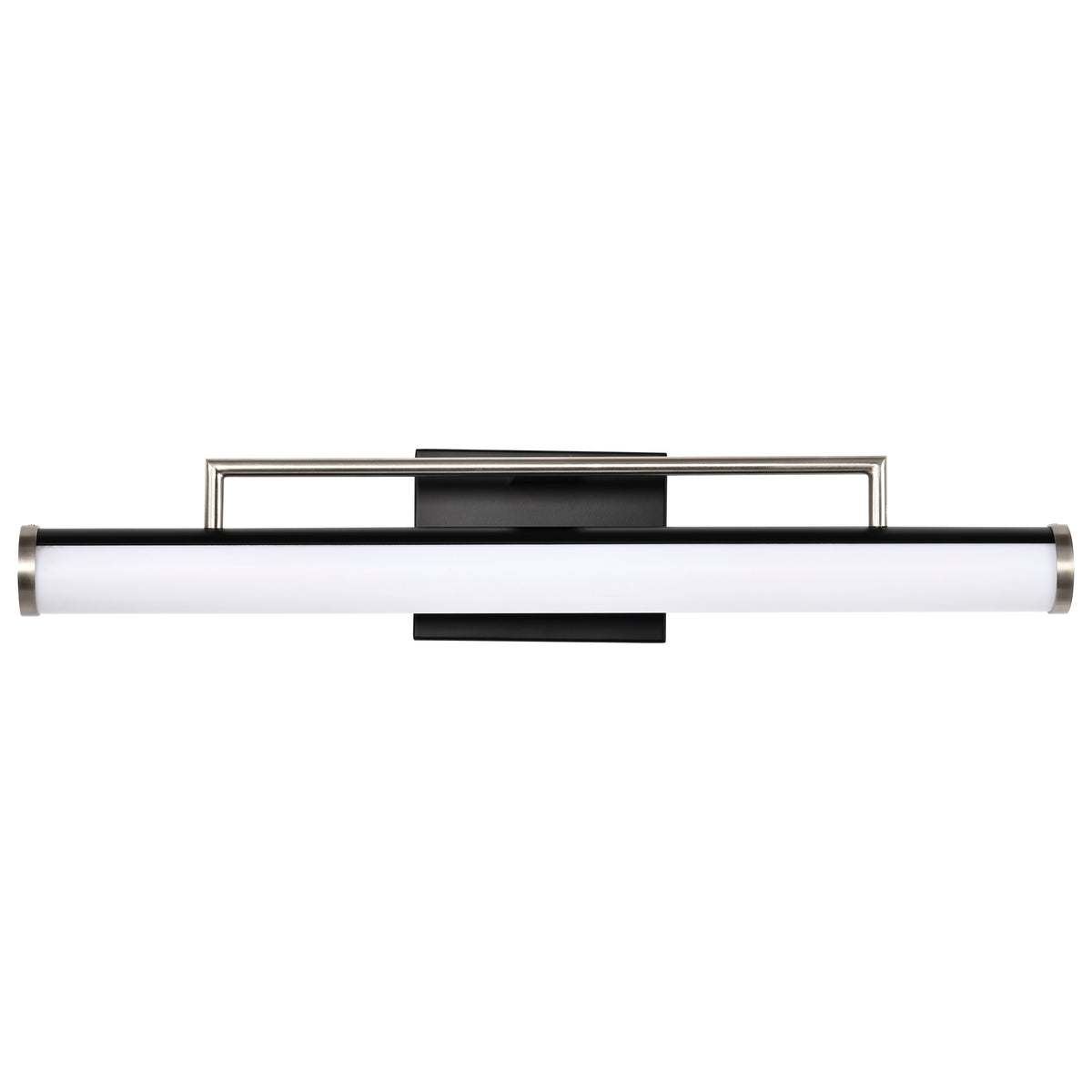 Solano LED Medium Vanity - Black and Brushed Nickel Finish - White Acrylic Lens